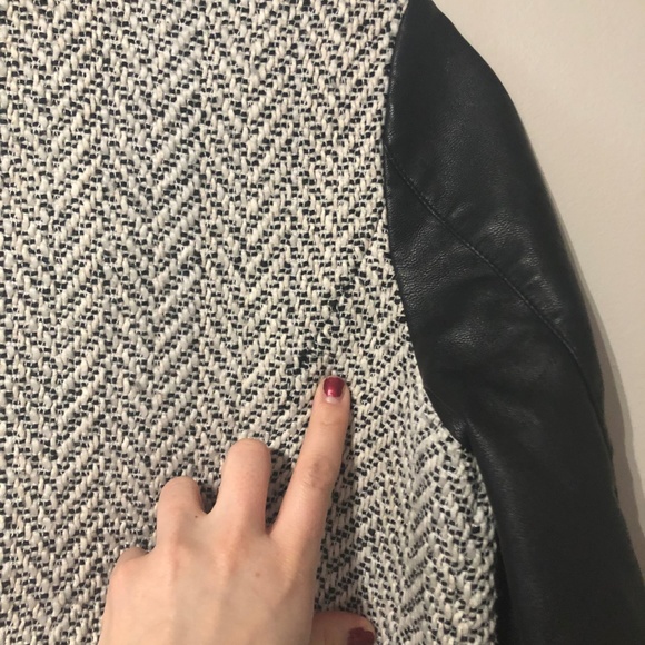 Open Front Cardigan w/Faux Leather Sleeves - Picture 3 of 3